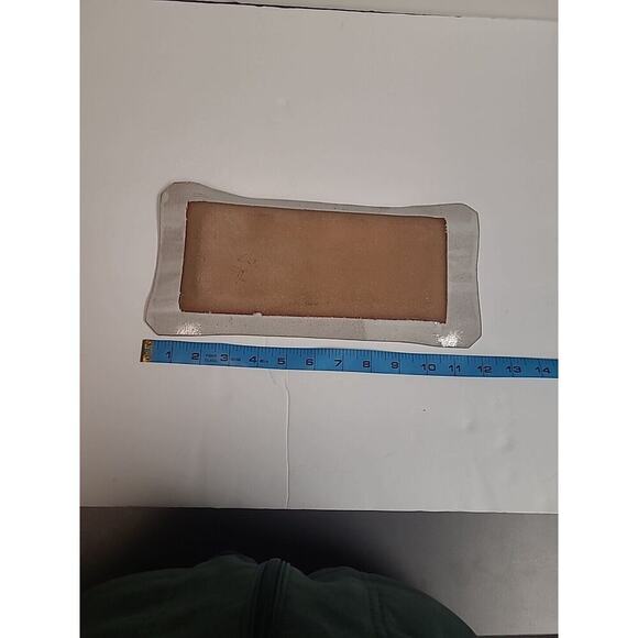 Decorative Handmade Tray Rectangle Grey Blue Leaf Design Abstract Ceramic 12 in - Picture 8 of 9